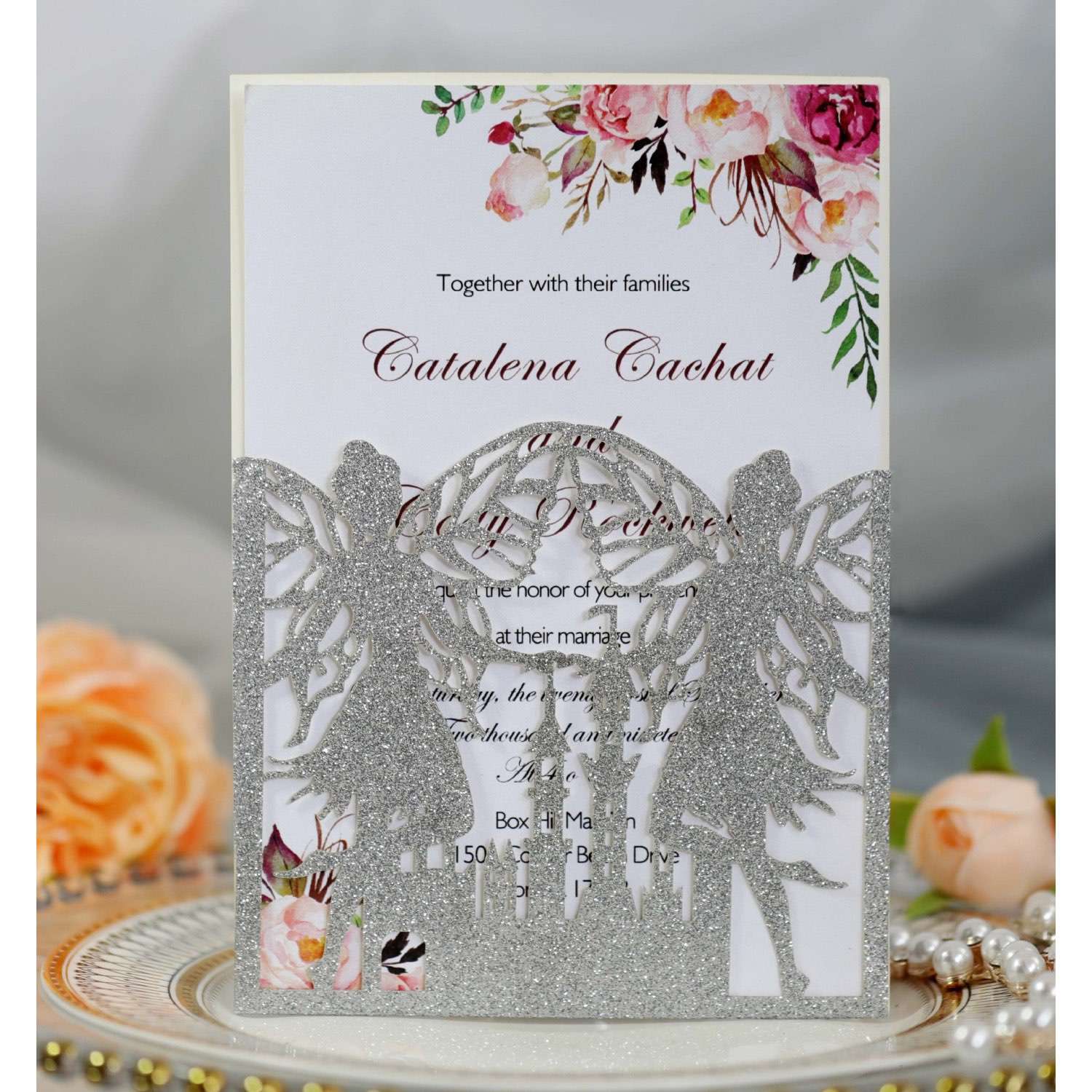 Party Invitation Card Butterfly Faery Greeting Card Laser Cut Glitter Paper